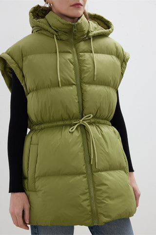 Detachable Sleeve Puffer Jacket Green