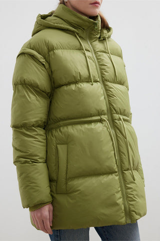 Detachable Sleeve Puffer Jacket Green