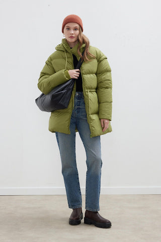 Detachable Sleeve Puffer Jacket Green