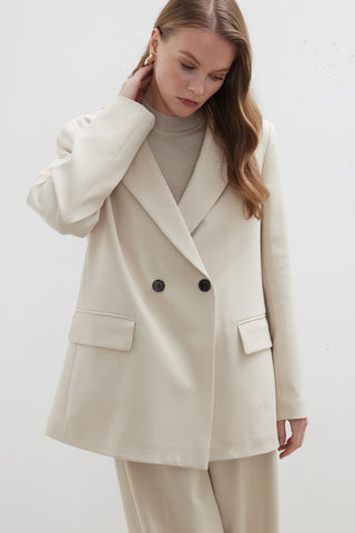 Kruvaze Klasik Blazer Ceket Bej