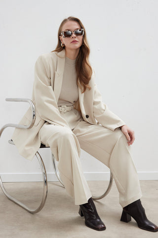 Kruvaze Klasik Blazer Ceket Bej