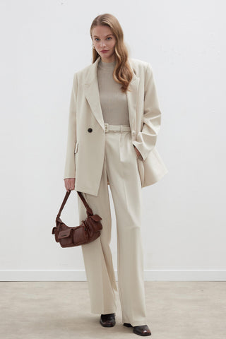 Kruvaze Klasik Blazer Ceket Bej