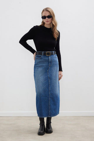 Denim Pencil Skirt Dark Blue