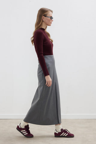 Premium Pleated Pencil Skirt Grey