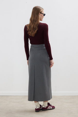 Premium Pleated Pencil Skirt Grey