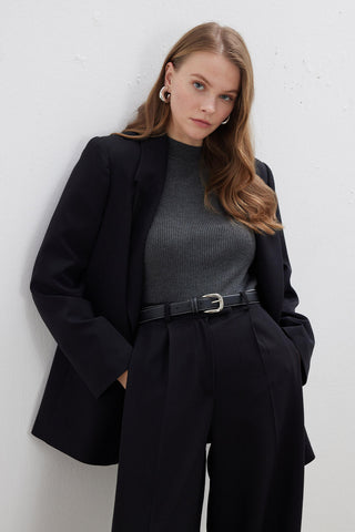 Kruvaze Klasik Blazer Ceket Siyah