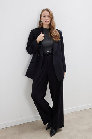 Kruvaze Klasik Blazer Ceket Siyah