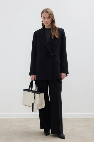 Kruvaze Klasik Blazer Ceket Siyah