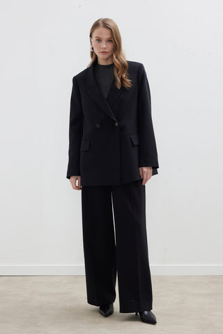Kruvaze Klasik Blazer Ceket Siyah
