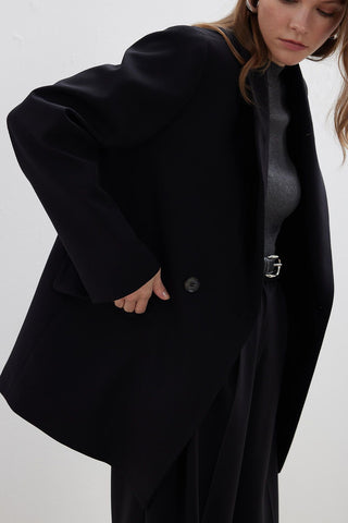 Double-Breasted Classic Blazer Jacket Black