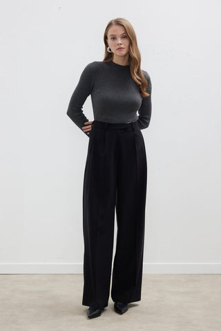 Dona Pleated Palazzo Trousers Black