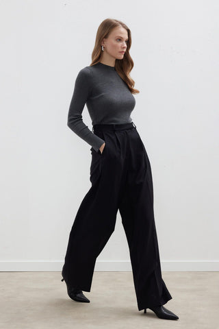 Dona Pleated Palazzo Trousers Black