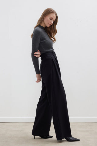 Dona Pleated Palazzo Trousers Black