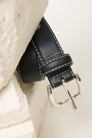 Lined Belt With Contrast Stitching Black