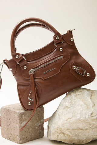 Woody Faux Leather Bag Brown