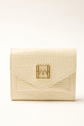 Textured Leather Wallet Beige