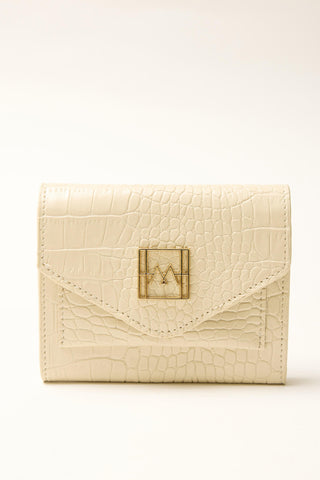 Textured Faux Leather Wallet Beige