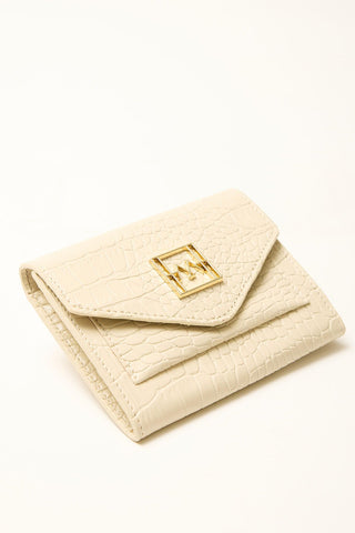 Textured Leather Wallet Beige