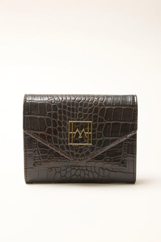 Textured Leather Wallet Dark Brown