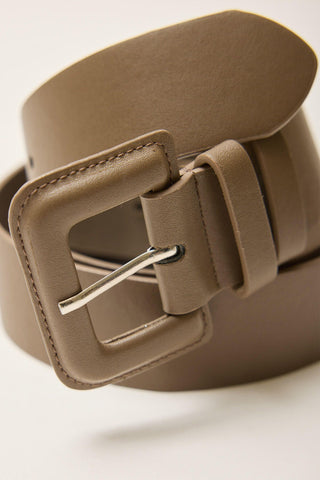 Leather Coated Thick Belt Light Brown