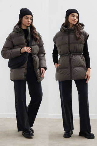 Detachable Sleeve Puffer Jacket Anthracite