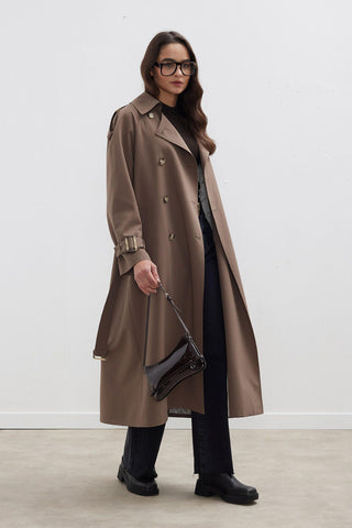 Trench Coat With Detachable Storm Flap Mink