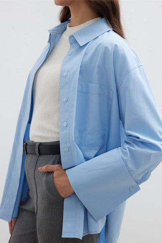 Wide Cuff Shirt Blue