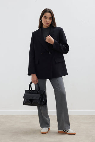 Kruvaze Klasik Blazer Ceket Siyah