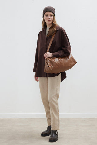 Oversize Basic Shirt Dark Brown