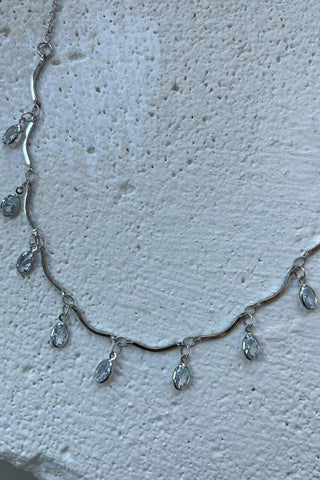 Elliptical Stone Necklace Silver