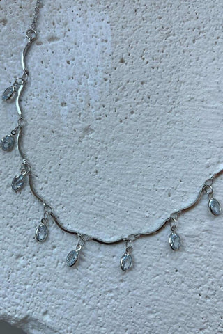 Elliptical Stone Necklace Silver