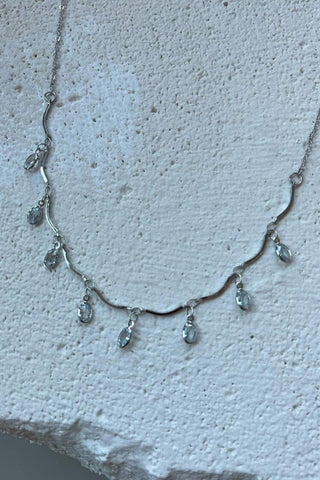 Elliptical Stone Necklace Silver