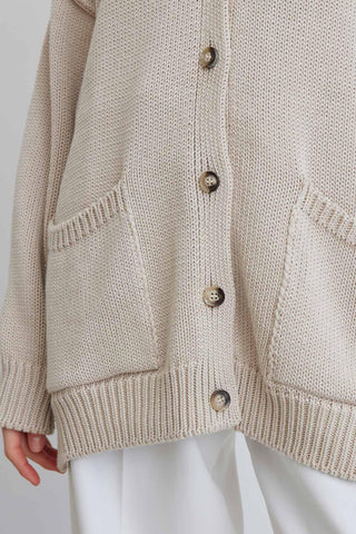 Soft Textured Oversize Cardigan Beige