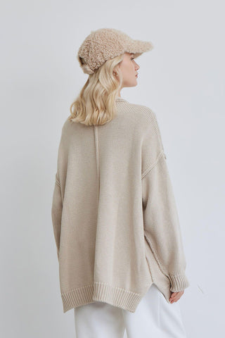 Soft Textured Oversize Cardigan Beige