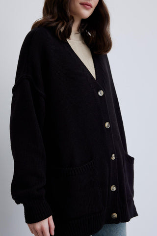 Soft Textured Oversize Cardigan Black