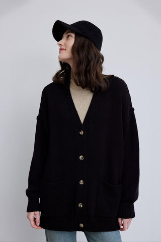 Soft Textured Oversize Cardigan Black