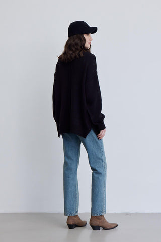 Soft Textured Oversize Cardigan Black