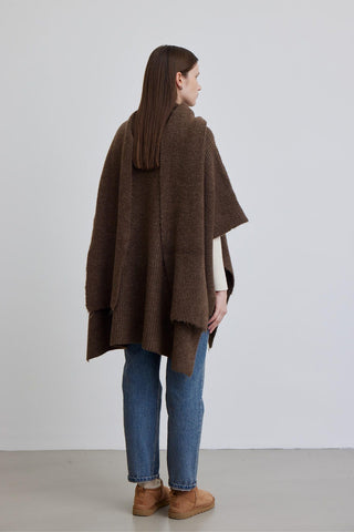 Cozy Scarf Knit Cardigan Brown