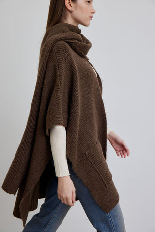 Cozy Scarf Knit Cardigan Brown