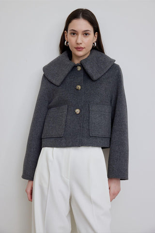 Wide Collar Cachet Jacket Grey