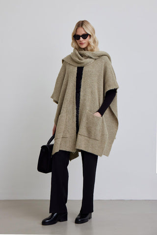 Cozy Scarf Knit Cardigan Mink