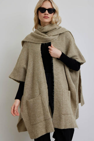 Cozy Scarf Knit Cardigan Mink