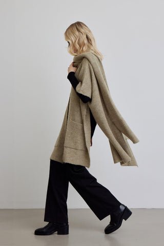 Cozy Scarf Knit Cardigan Mink