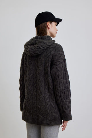 Braided Sweater Hoodie Anthracite