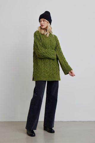 Braided Sweater Hoodie Green