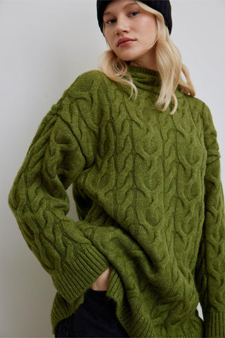 Braided Sweater Hoodie Green