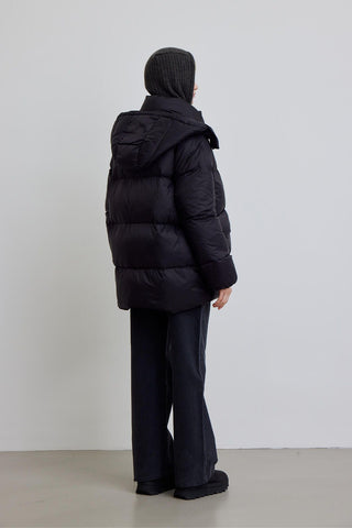 Oversized Pocket Detail Puffer Jacket Black