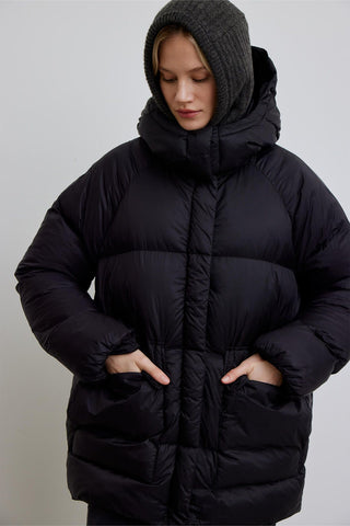 Oversized Pocket Detail Puffer Jacket Black