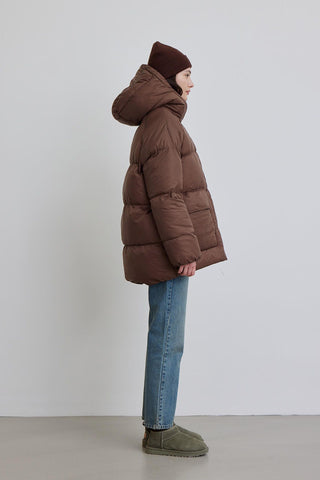 Oversized Pocket Detail Puffer Jacket Brown