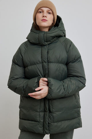 Oversized Pocket Detail Puffer Jacket Green